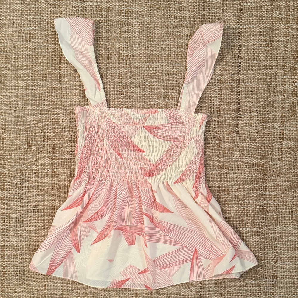 Free People Pink and Cream Top with Ruching Vintage y2K Medium